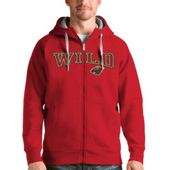 Minnesota Wild - Antigua Wordmark Victory Full-Zip Hoodie Red