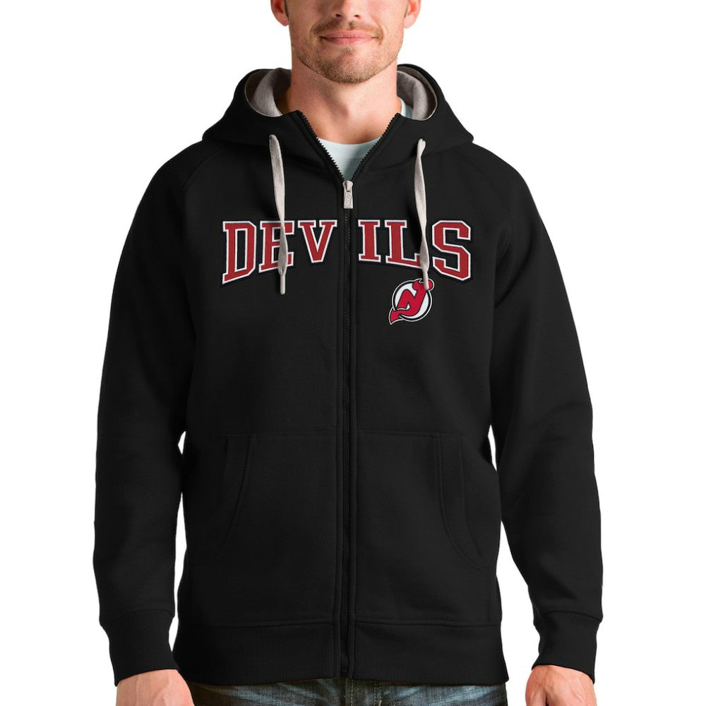 New Jersey Devils - Antigua Wordmark Victory Full-Zip Hoodie Black