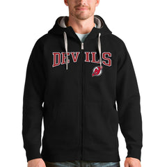 New Jersey Devils - Antigua Wordmark Victory Full-Zip Hoodie Black