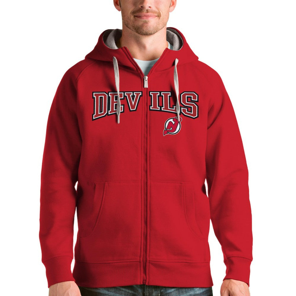 New Jersey Devils - Antigua Wordmark Victory Full-Zip Hoodie Red