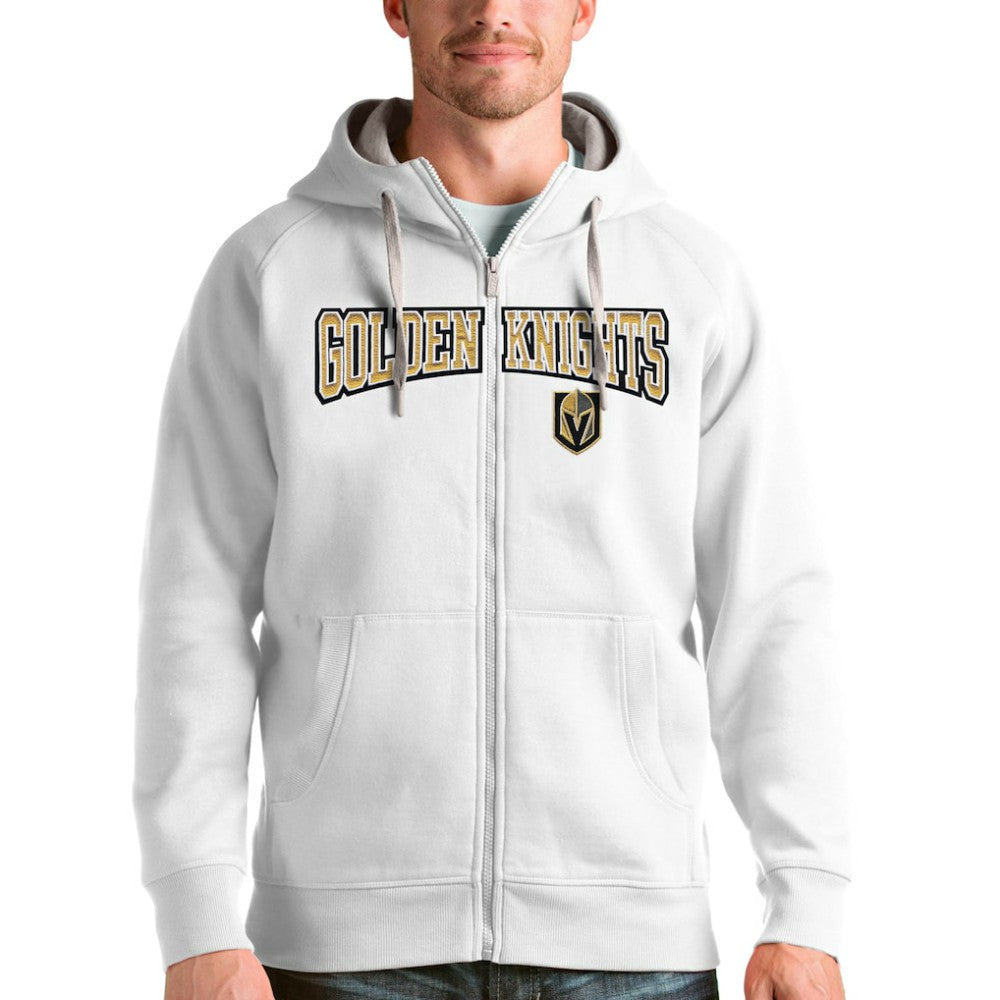 Vegas Golden Knights Antigua Wordmark Victory Full-Zip Hoodie White