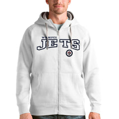 Winnipeg Jets - Antigua Wordmark Victory Full-Zip Hoodie White