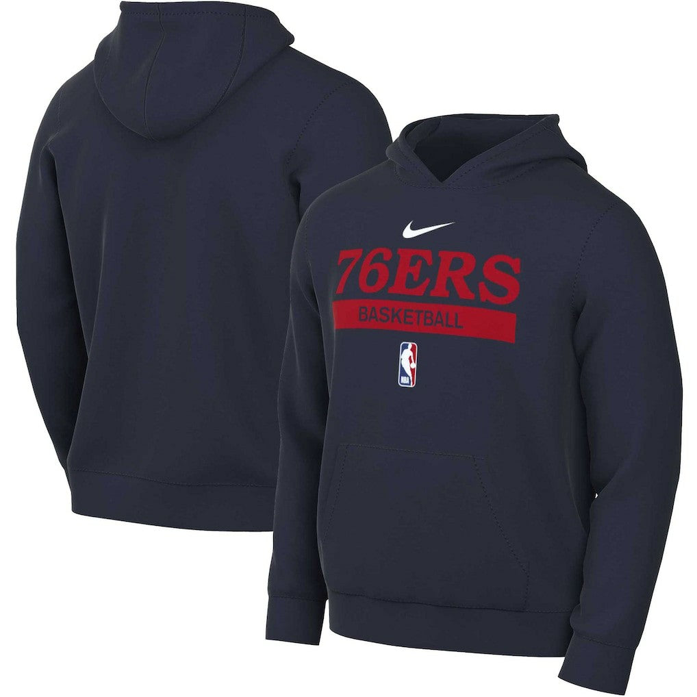 Nike - Philadelphia 76ers 2022/23 Spotlight On-Court Practice Performance Pullover Hoodie - Navy