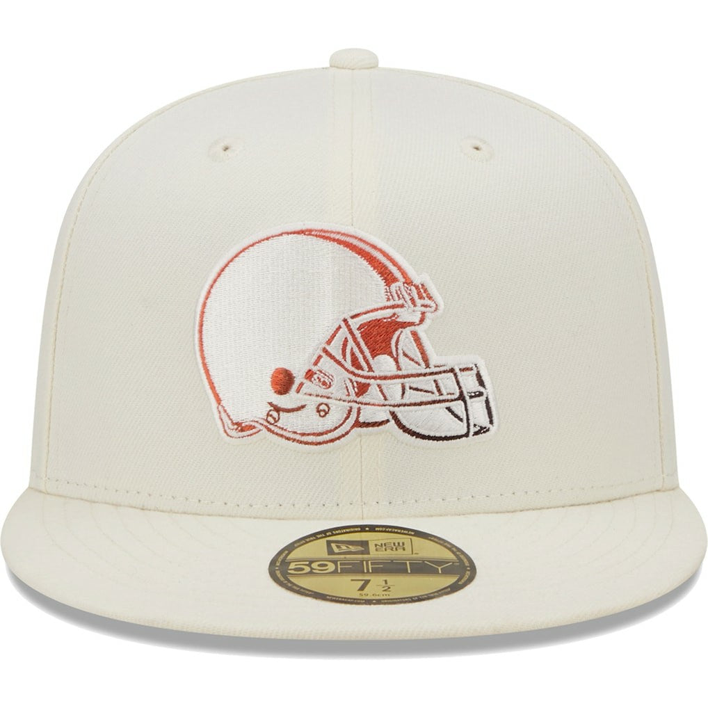 Cleveland Browns New Era Chrome Color Dim 59FIFTY Fitted Hat Cream - NFL
