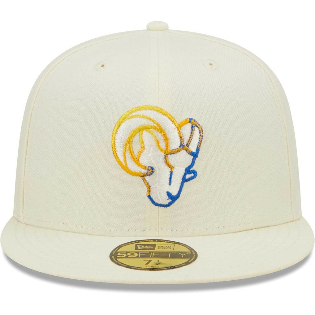 Los Angeles Rams New Era Chrome Color Dim 59FIFTY Fitted Hat Cream - NFL
