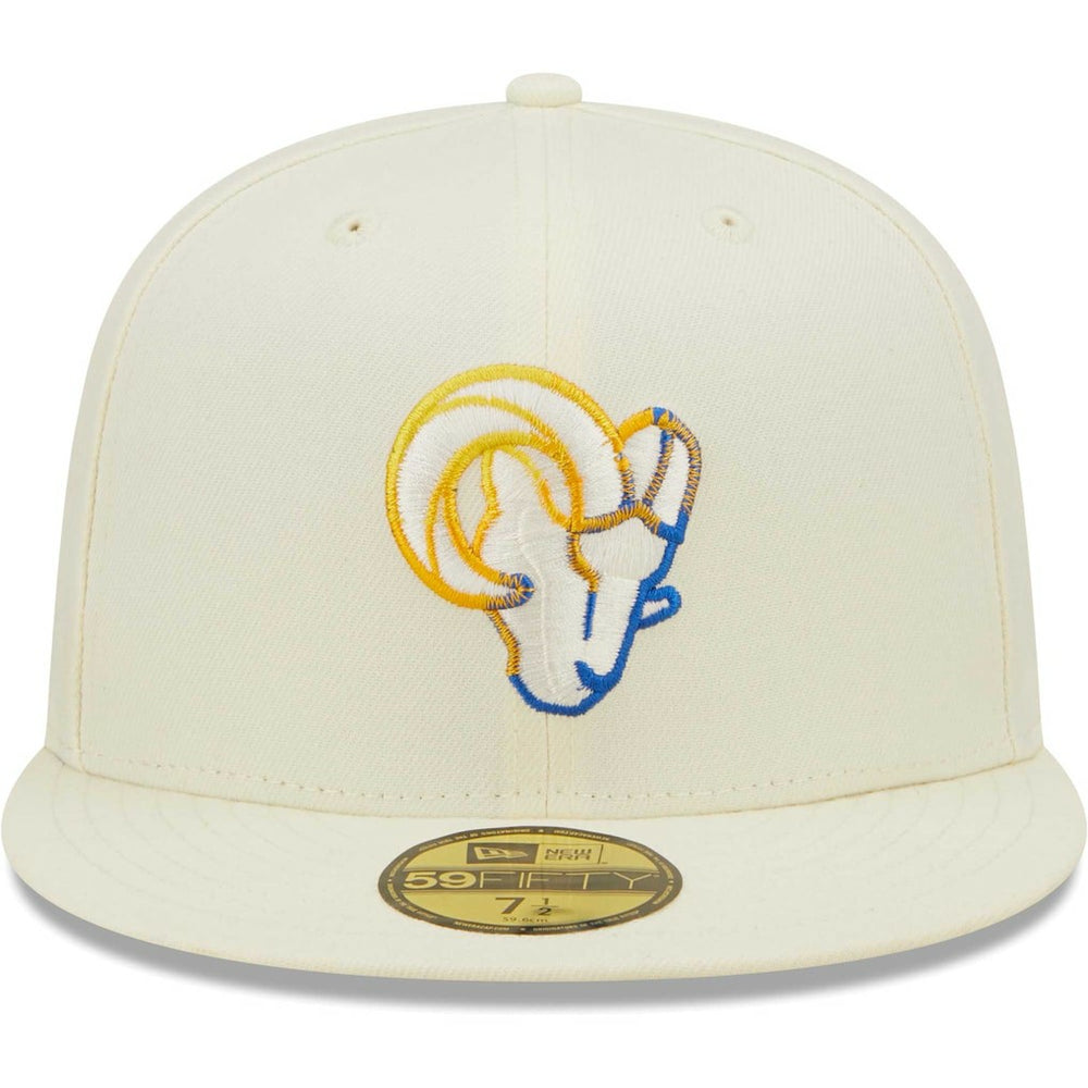 Los Angeles Rams New Era Chrome Color Dim 59FIFTY Fitted Hat Cream - NFL