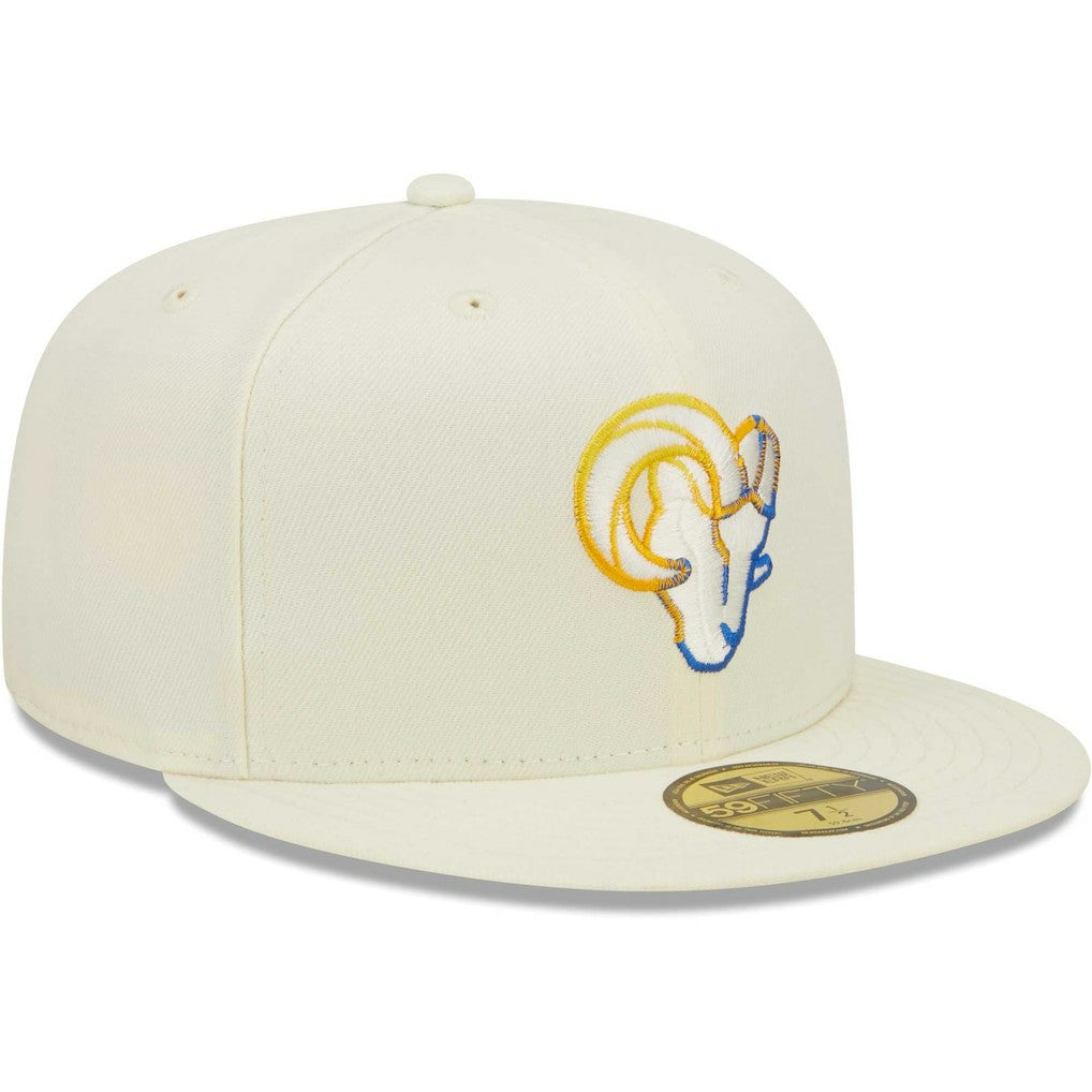 Los Angeles Rams New Era Chrome Color Dim 59FIFTY Fitted Hat Cream - NFL