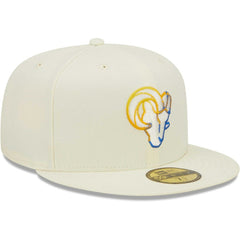 Los Angeles Rams New Era Chrome Color Dim 59FIFTY Fitted Hat Cream - NFL