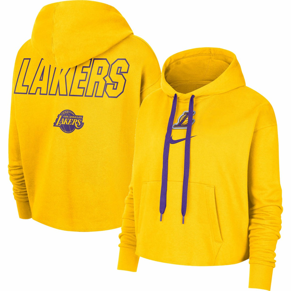 Nike - Los Angeles Lakers Women's Courtside Cropped Pullover Hoodie - Gold