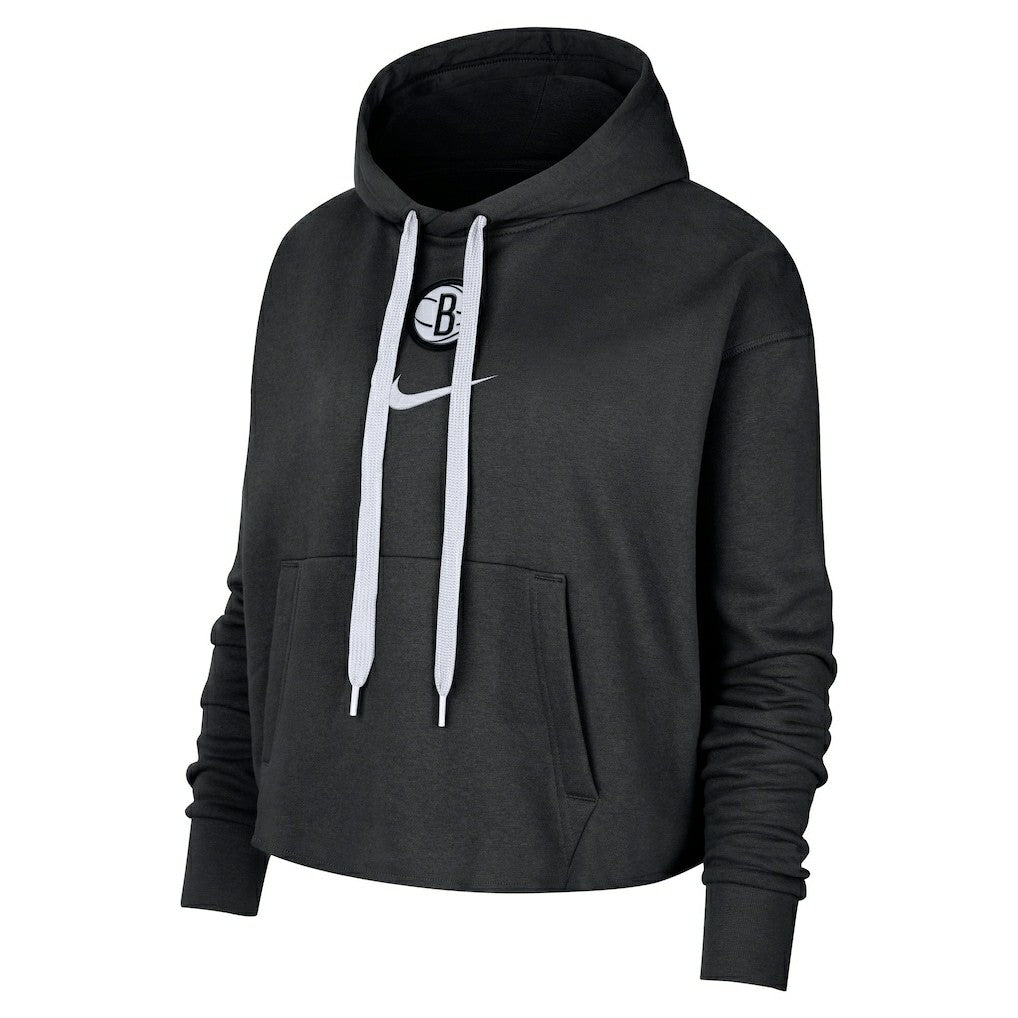 Nike - Brooklyn Nets Women's Courtside Cropped Pullover Hoodie - Black