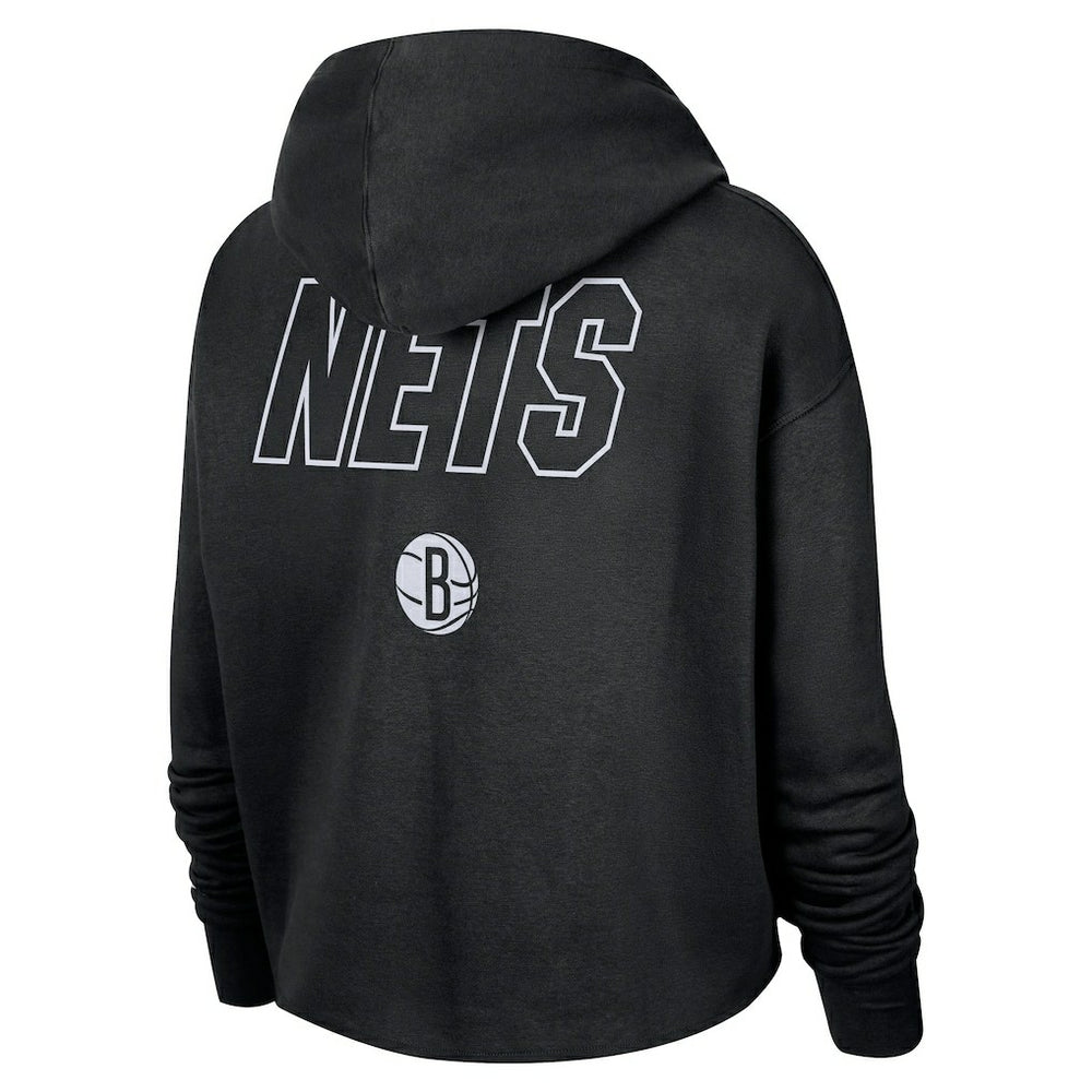 Nike - Brooklyn Nets Women's Courtside Cropped Pullover Hoodie - Black