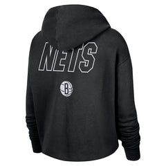 Nike - Brooklyn Nets Women's Courtside Cropped Pullover Hoodie - Black