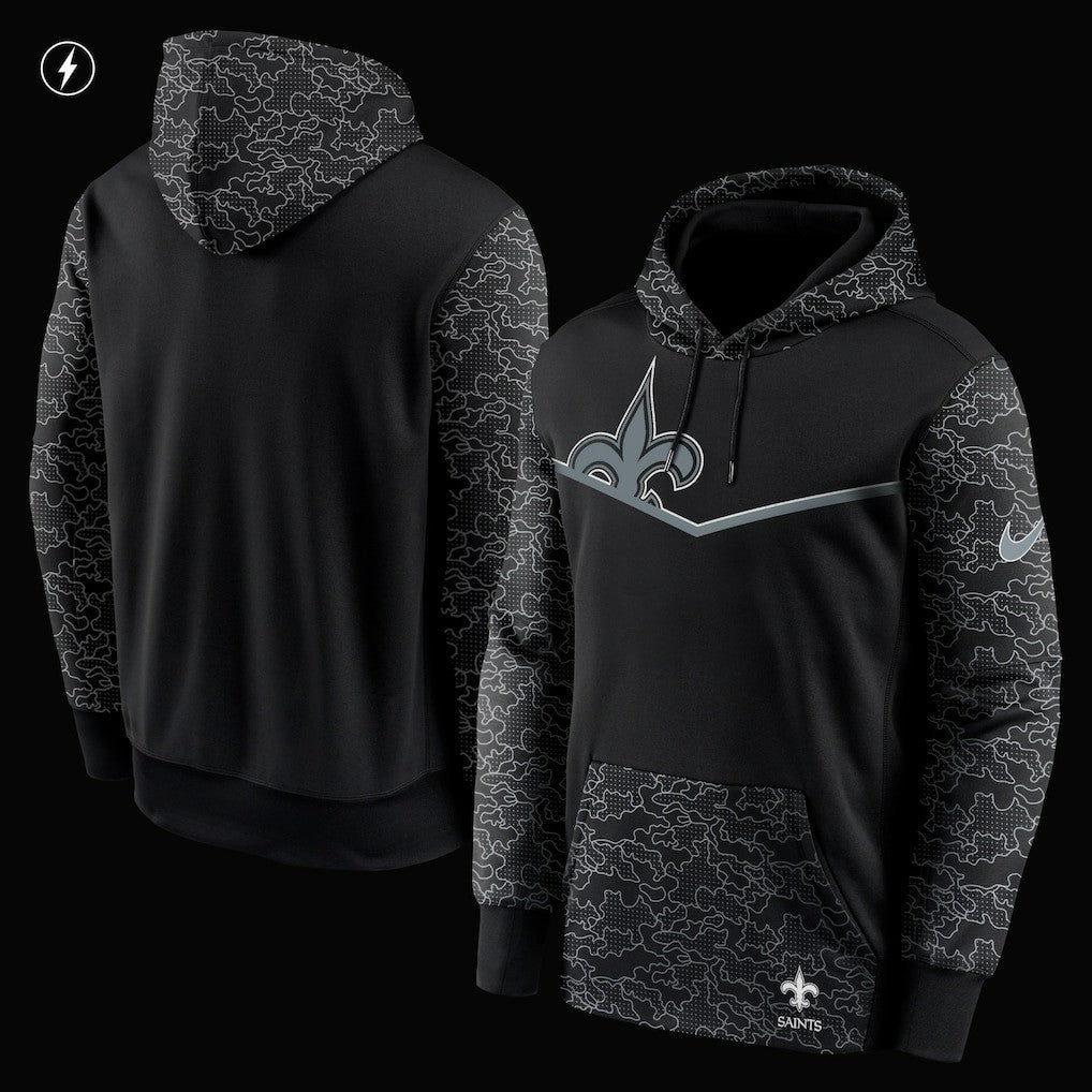 New Orleans Saints RFLCTV Chevron Pullover Hoodie Black - Nike