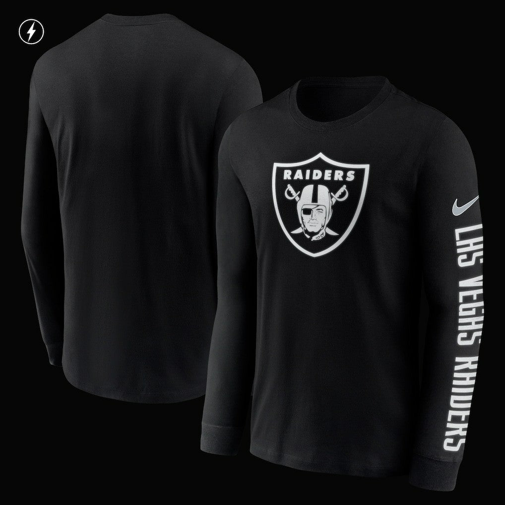 Las Vegas Raiders RFLCTV Name and Logo T-Shirt Black - Nike