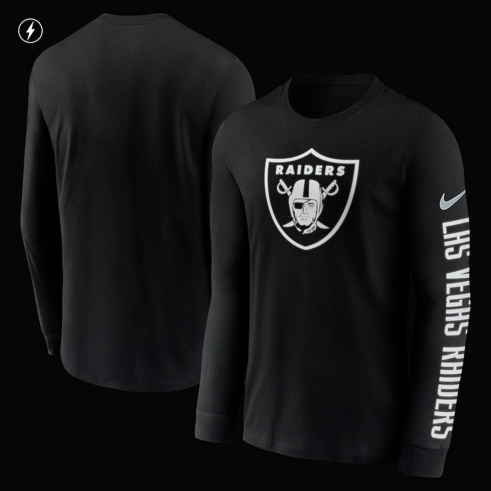 Las Vegas Raiders RFLCTV Name and Logo T-Shirt Black - Nike
