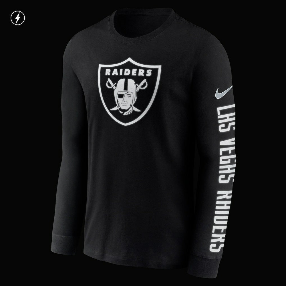 Las Vegas Raiders RFLCTV Name and Logo T-Shirt Black - Nike