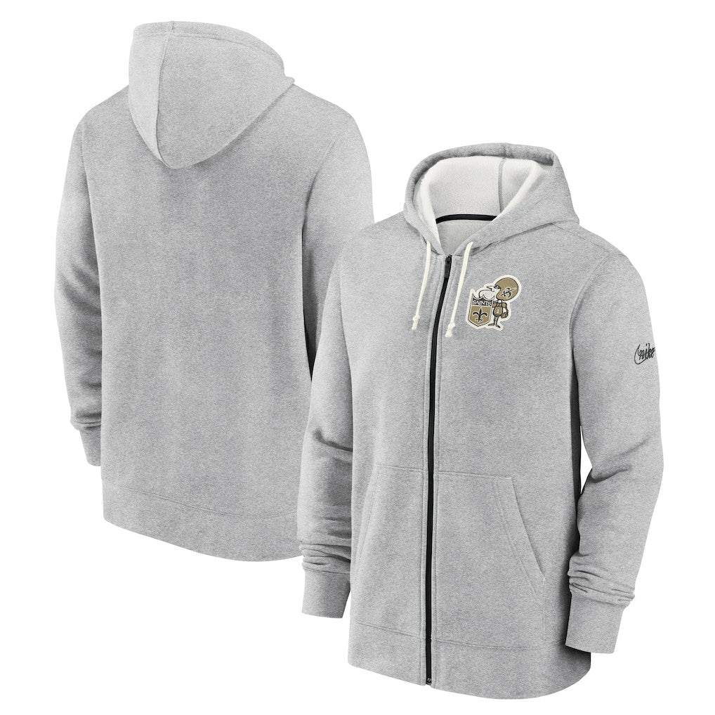 New Orleans Saints Historic Lifestyle Full-Zip Hoodie Heather Gray - Nike