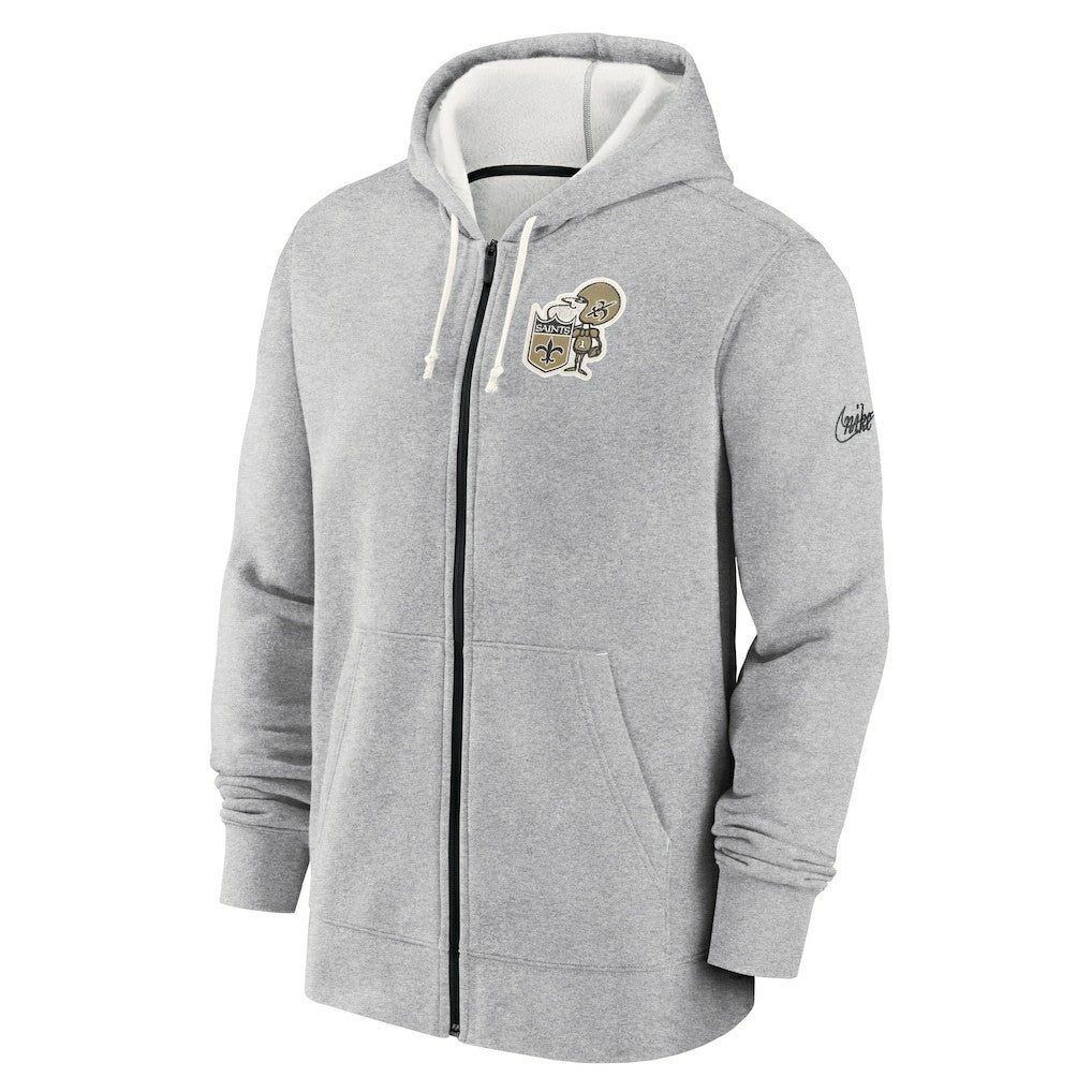 New Orleans Saints Historic Lifestyle Full-Zip Hoodie Heather Gray - Nike