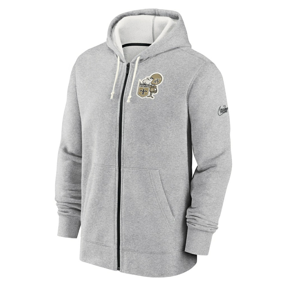 New Orleans Saints Historic Lifestyle Full-Zip Hoodie Heather Gray - Nike