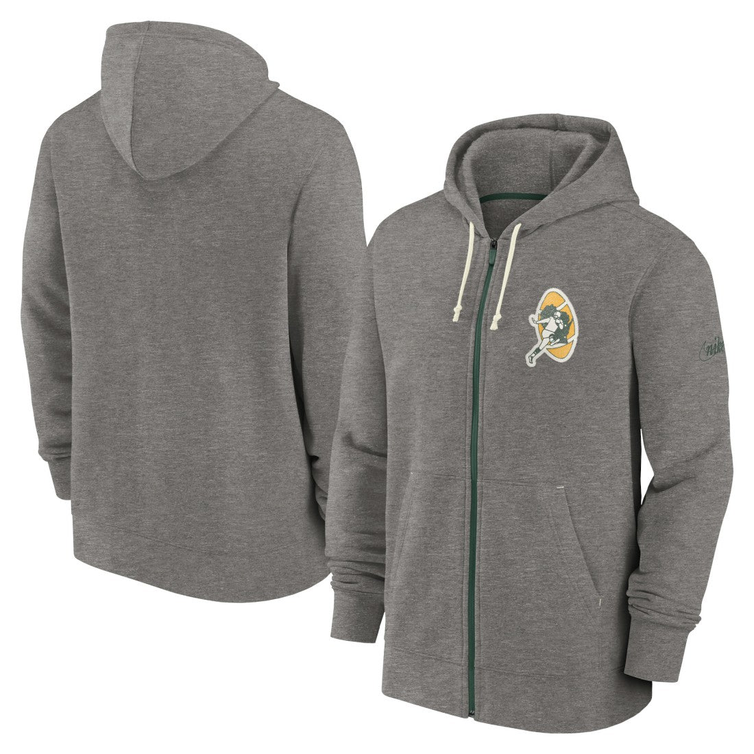 Green Bay Packers Historic Lifestyle Full-Zip Hoodie Heather Charcoal - Nike