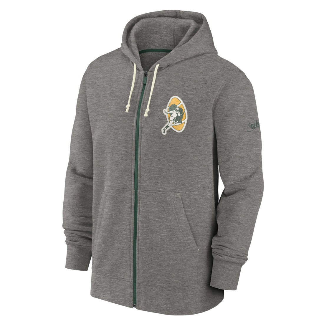 Green Bay Packers Historic Lifestyle Full-Zip Hoodie Heather Charcoal - Nike