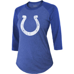 Jonathan Taylor Indianapolis Colts Majestic Threads Women's Player Name & Number Raglan Tri-Blend 3/4-Sleeve T-Shirt Royal - NFL