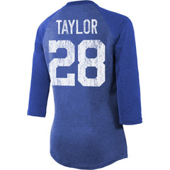 Jonathan Taylor Indianapolis Colts Majestic Threads Women's Player Name & Number Raglan Tri-Blend 3/4-Sleeve T-Shirt Royal - NFL