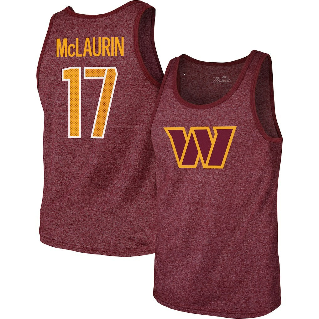 Terry McLaurin Washington Commanders Majestic Threads Player Name & Number Tank Top Heathered Burgundy - NFL