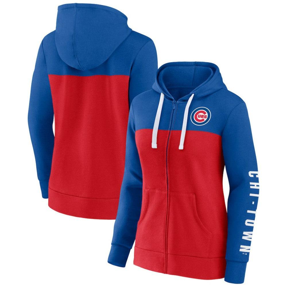 Chicago Cubs Fanatics Women's Take The Field Colorblocked Hoodie Full-Zip Jacket Sale