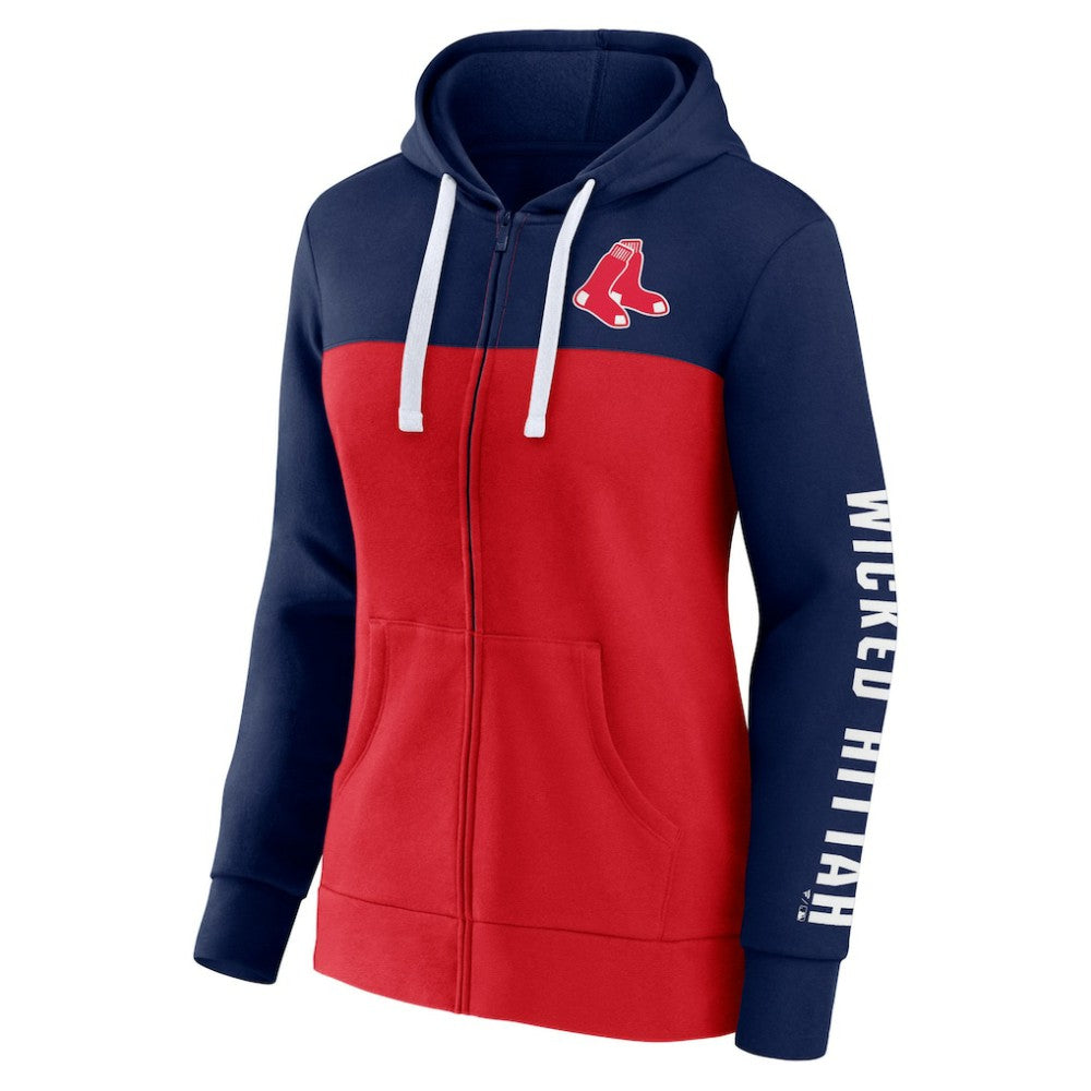 Boston Red Sox Fanatics Women's Take The Field Colorblocked Hoodie Full-Zip Jacket On Sale
