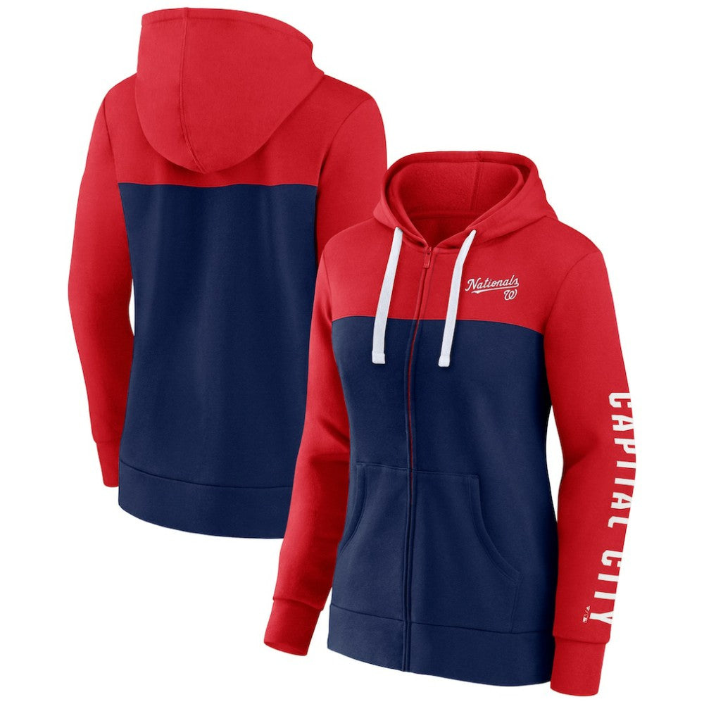 Washington Nationals Fanatics Women's Take The Field Colorblocked Hoodie Full-Zip Jacket On Sale