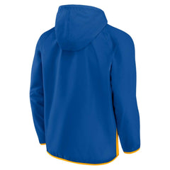 St. Louis Blues - Fanatics Backhand Shooter Defender Anorak Raglan Hoodie Quarter-Zip Jacket Blue/Gold