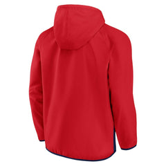 Washington Capitals Fanatics Backhand Shooter Defender Anorak Raglan Hoodie Quarter-Zip Jacket Red/Navy