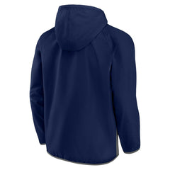 Seattle Kraken Fanatics Backhand Shooter Defender Anorak Raglan Hoodie Quarter-Zip Jacket Deep Sea Blue/Gray