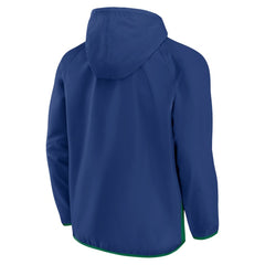 Vancouver Canucks - Fanatics Backhand Shooter Defender Anorak Raglan Hoodie Quarter-Zip Jacket Blue/Green