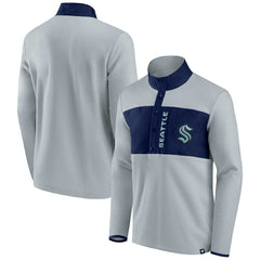 Seattle Kraken Fanatics Hockey Polar Fleece Quarter-Snap Jacket Gray/Navy