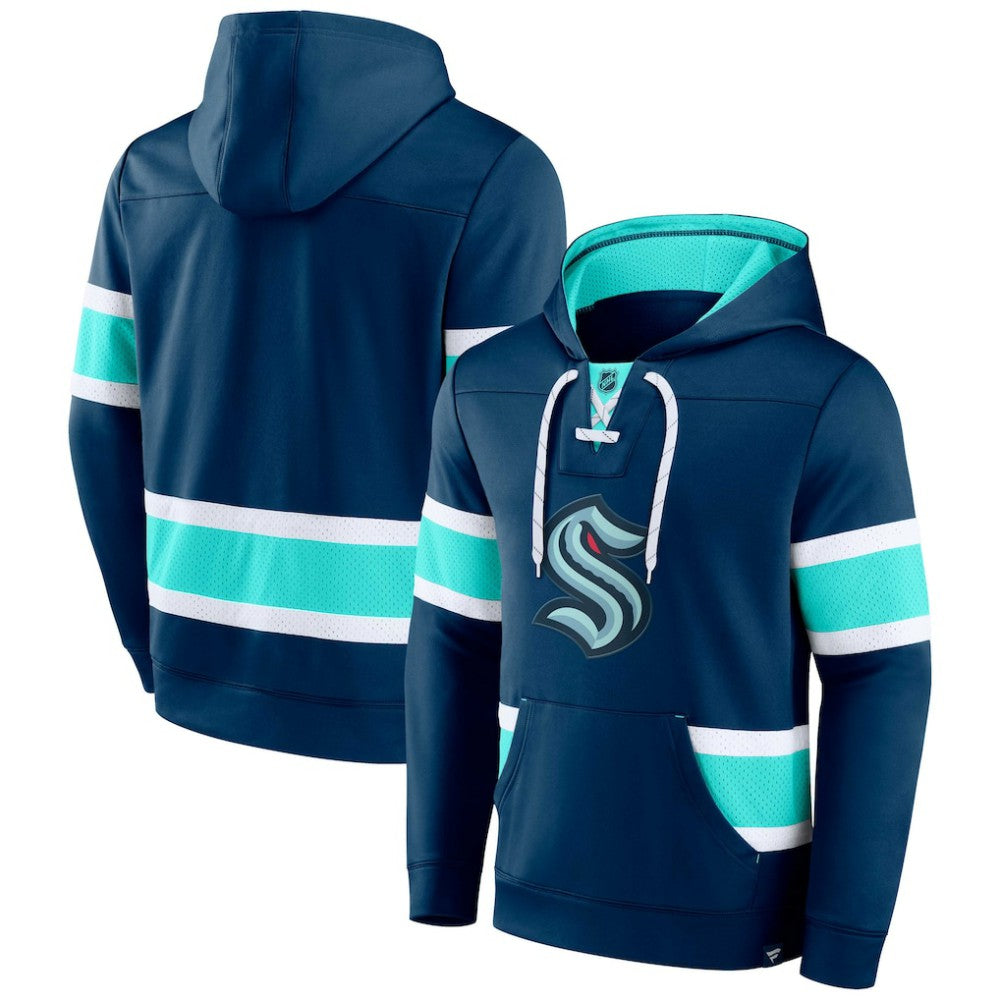 Seattle Kraken Fanatics Powerplay Warrior Pullover Hoodie Deep Sea Blue