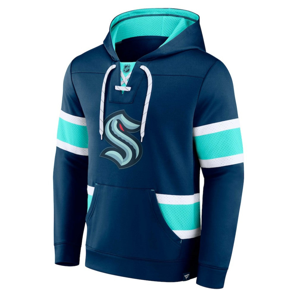 Seattle Kraken Fanatics Powerplay Warrior Pullover Hoodie Deep Sea Blue