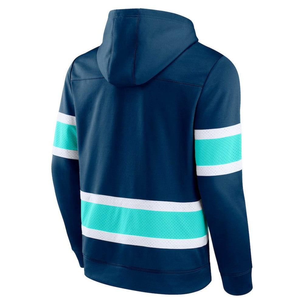 Seattle Kraken Fanatics Powerplay Warrior Pullover Hoodie Deep Sea Blue