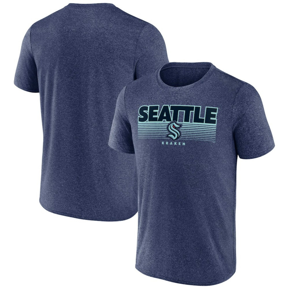 Seattle Kraken Fanatics Prodigy Performance T-Shirt Heathered Deep Sea Blue