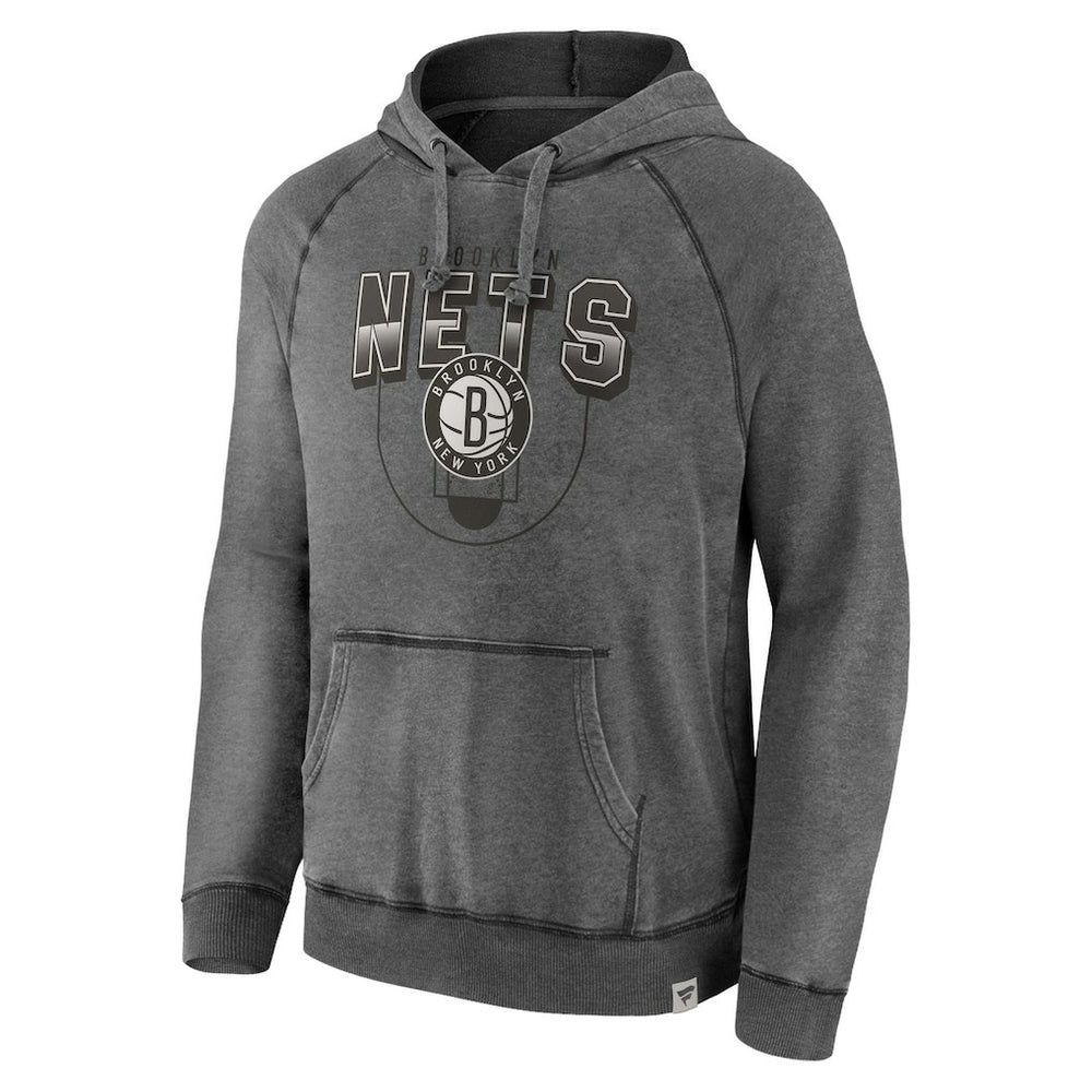 Fanatics - Brooklyn Nets True Classics Vintage Snow Wash Raglan Pullover Hoodie - Gray