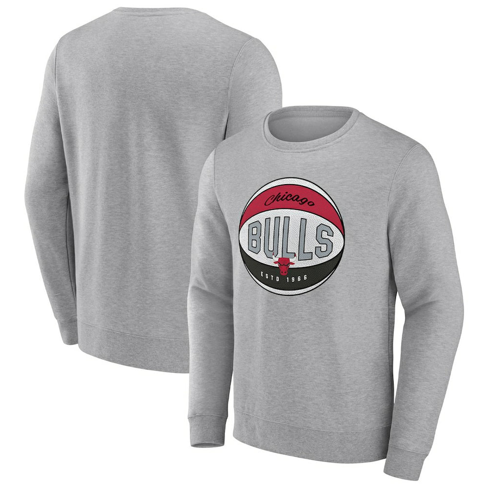 Fanatics - Chicago Bulls True Classics Vint Pullover Sweatshirt - Heathered Gray