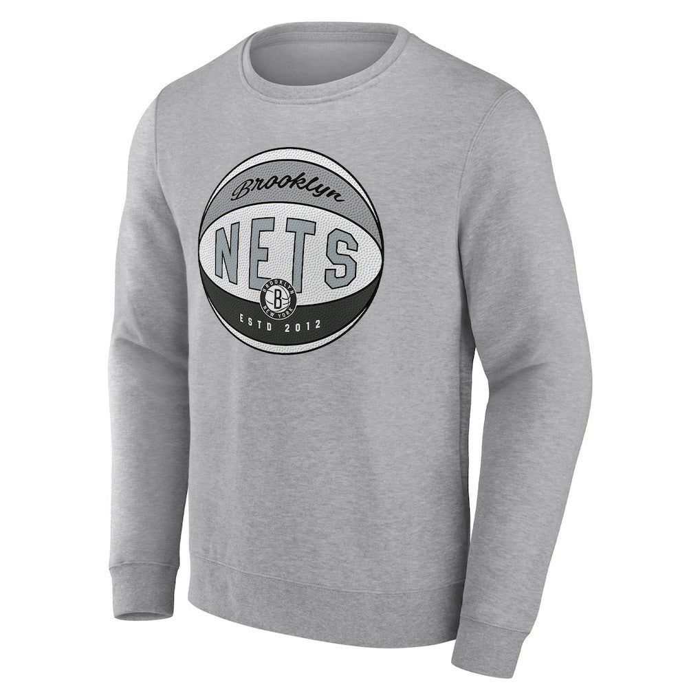Fanatics - Brooklyn Nets True Classics Vint Pullover Sweatshirt - Heathered Gray