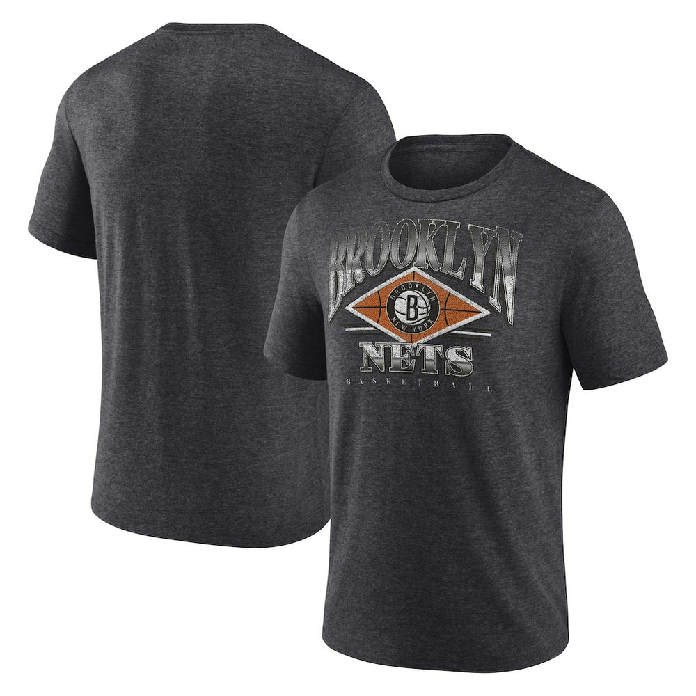Fanatics - Brooklyn Nets True Classics Power Phase Tri-Blend T-Shirt - Heather Charcoal