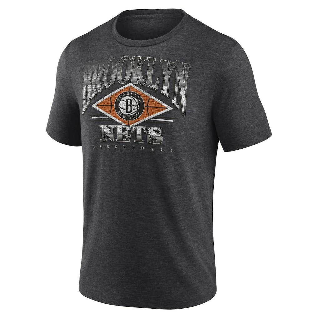 Fanatics - Brooklyn Nets True Classics Power Phase Tri-Blend T-Shirt - Heather Charcoal