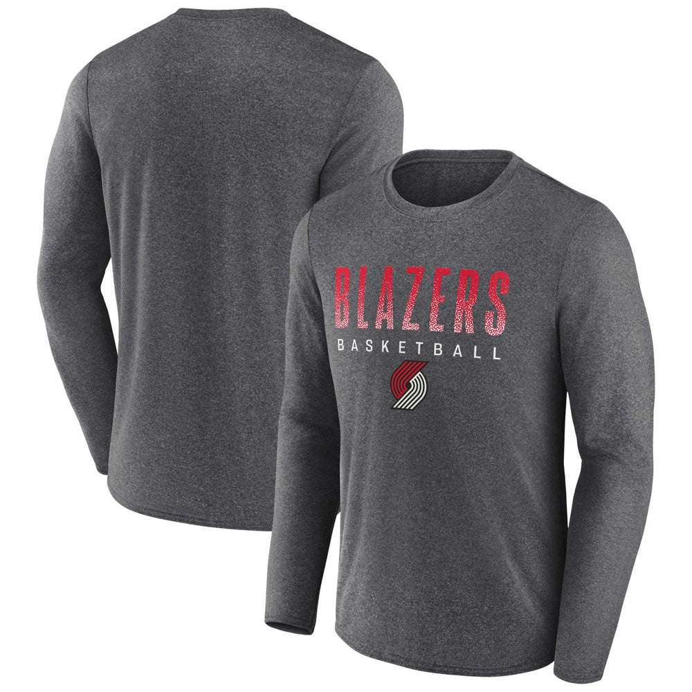 Fanatics - Portland Trail Blazers Where Legends Play Iconic Practice Long Sleeve T-Shirt - Heathered Charcoal