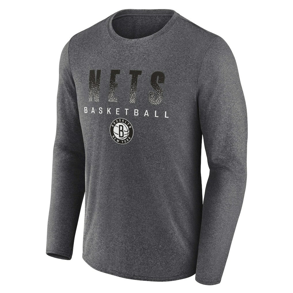 Fanatics - Brooklyn Nets Where Legends Play Iconic Practice Long Sleeve T-Shirt - Heathered Charcoal