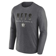 Fanatics - Brooklyn Nets Where Legends Play Iconic Practice Long Sleeve T-Shirt - Heathered Charcoal
