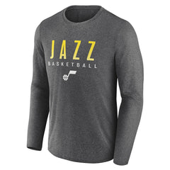 Fanatics - Utah Jazz Where Legends Play Iconic Practice Long Sleeve T-Shirt - Heather Charcoal