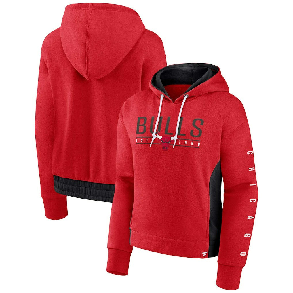 Fanatics - Chicago Bulls Women's Iconic Halftime Colorblock Pullover Hoodie - Red